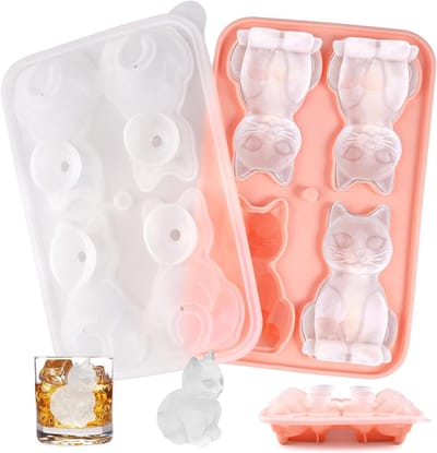 Herbruikbare ijsblokjesvorm voor katten - BPA-vrij, ideaal voor ijs, cocktails en sap, met deksel en trechter