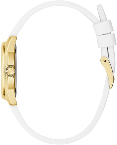 Guess Bette Quartz Analoog Horloge Wit Behuizing: 100% Roestvrij Staal| Armband: Siliconen 29 mm U1446L2M