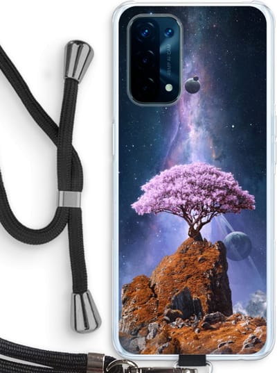 Case Company® - Hoesje met koord geschikt voor Oppo A74 5G hoesje met Koord - Ambition - Telefoonhoesje met Zwart Koord - Bescherming aan alle Kanten en Over de Schermrand
