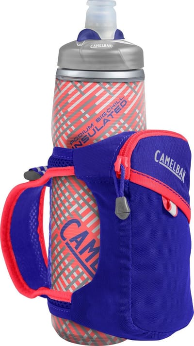 CamelBak Quick Grip Chill Fles – 620 ml – Dubbelwandige Isolatie – Inclusief Cargo Rugzak met Telefoonvak – Voor Hardlopers - Compact - Jet Valve™ technologie – Voor Koude Drankjes – Waterdrinkfles – Roze/Violet