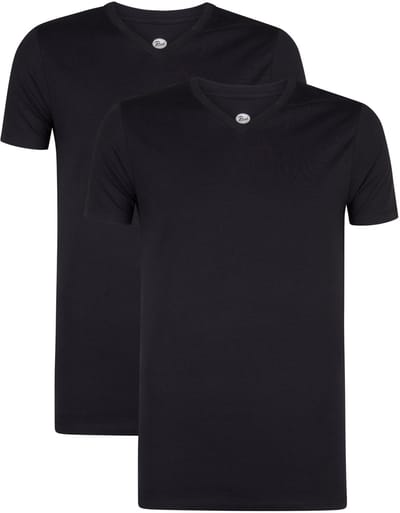 Petrol Industries T-Shirts Heren 2-Pack - V-Hals - Korte Mouwen - Katoen-Elastaan Mix - Effen Design - Multipack van 2 stuks - Blauw - Maat XXXL