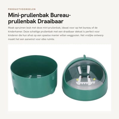 Mini Prullenbak Draaibaar Deksel - Bureau Prullenbak - Desktop Prullenbak - Prullenbak voor Kinderen - Schattig Design - Plastic Materiaal - Bureauprullenbak