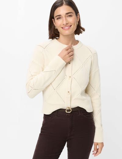 Brax Dames Vest  Style ANIQUE dark ecru, crèmewit, maat 38