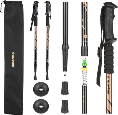 Outtec® Nordic Walking Stokken, Wandelstokken, Trekkingstokken - Verstelbaar 65-135cm - Anti-Shock - Ultralichte Trekkingstokken voor Mannen en Vrouwen - Wandelen, Trekking