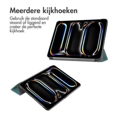 imoshion Tablet Hoes - Geschikt voor Apple iPad Pro 13 (2025) M5 / Pro 13 (2024) M4 - Trifold Bookcase - Donkergroen