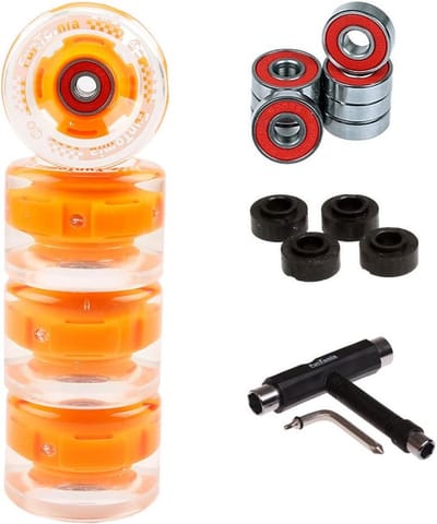 4x LED Longboard Skateboard Wielen 65mm 80A Inclusief Kogellagers en Spacer
