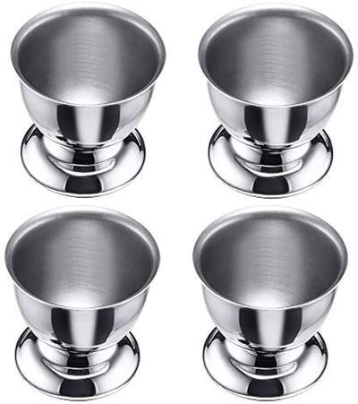 Eierdopjes Set - Eierhouders - Ontbijt Serveren - Stapelbaar Ontwerp - 4 Stuks - Zilver