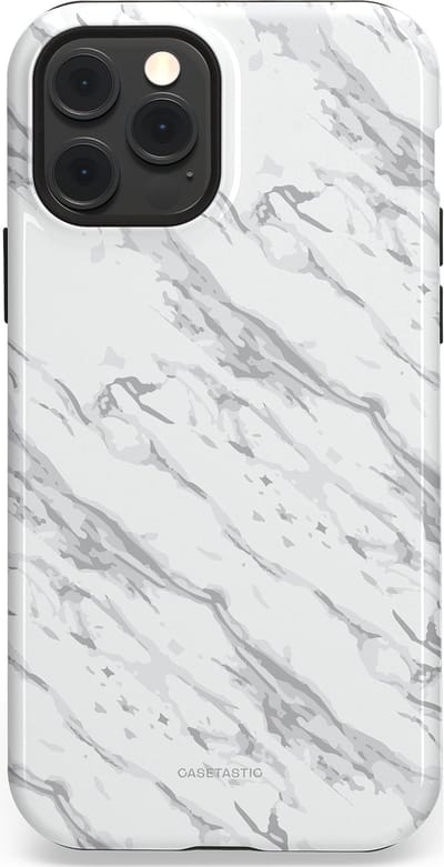 Casetastic hoesje geschikt voor Apple iPhone 12 / Apple iPhone 12 Pro - MagSafe - Dubbellaagse bescherming - Arctisch Marmer - Fashion Case - Wit Lichtgrijs