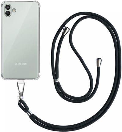 Smartphonica Telefoonhoesje Geschikt voor Samsung Galaxy M13 5G Transparant Schokbestendig met Afneembaar Universeel Telefoonkoord - Backcover Case Siliconen ShockProof with Lanyard geschikt voor Samsung Galaxy M13 5G