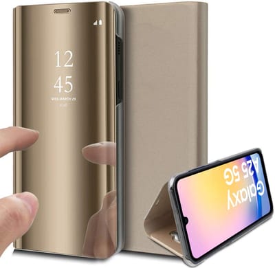 Hoesje geschikt voor Samsung Galaxy A25 / A24 - Spiegel Book Case Goud