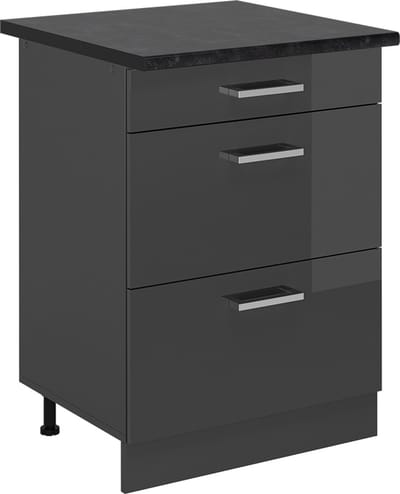 Vicco R-Line Keukenonderkast – 60 cm met laden, WB Antraciet Antraciet Hoogglans