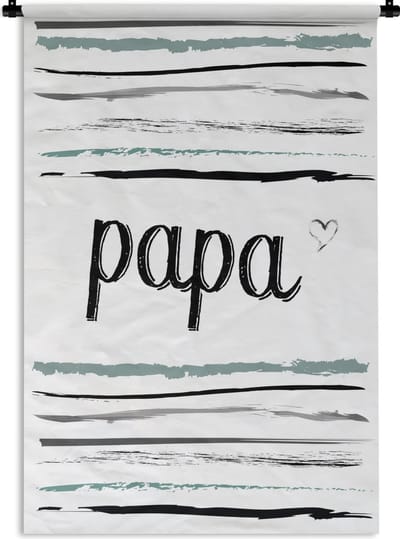 Wandkleed Vaderdag - Vaderdag cadeau voor hem met tekst en strepen - Papa Wandkleed katoen 90x135 cm - Wandtapijt met foto