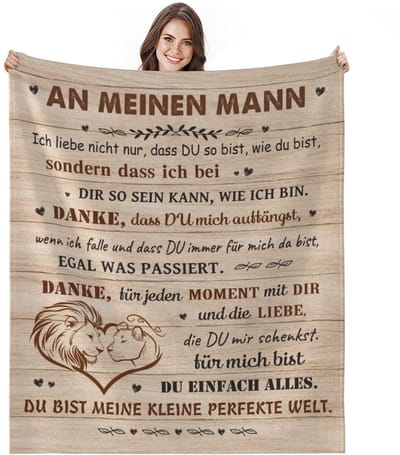 Dailygoods- Knuffeldeken met briefpatroon - Fleecedeken - Warm en knuffelig - 150 x 200 cm - Onderhoudsvriendelijk - Perfect cadeau voor hem - Deken
