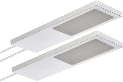 SOTECH set van 2 LED meubellampen GIULIA II zonder sensor zilvergrijs, 4000K neutraal wit incl. transformator & verdeler Onderkastverlichting
