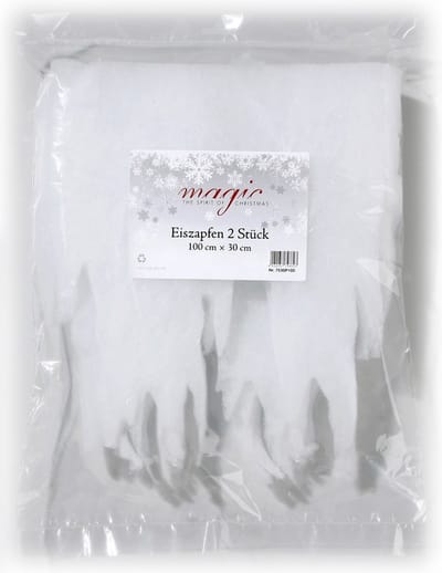 Winterdecoratie sneeuwrand - 2x - wit - polyester - 100 x 30 cm - ijspegel versiering