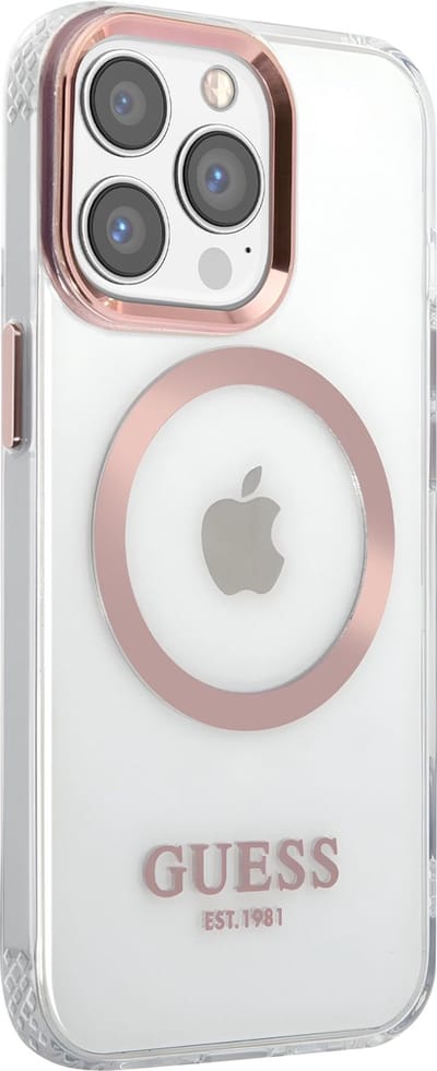 GUESS, Hoesje geschikt voor Apple iPhone 13 Pro - TPU MagSafe Gold Outline, Transparant