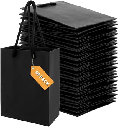 Dailygoods- Geschenkzakjes 30 stuks klein zwart - Cadeautasjes papier - Cadeauverpakking - Handvat - 250 g/m² - 12 x 7 x 16 cm - Cadeautas