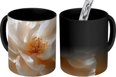Magische Mok - Foto op Warmte Mokken - Koffiemok - Close up - Pioenroos - Wit - Magic Mok - Beker - 350 ML - Theemok