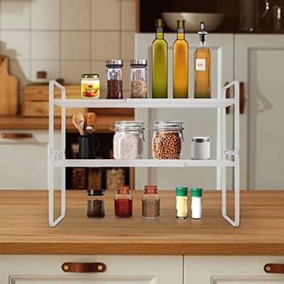Uitbreidbaar Onder Gootsteenrek voor Keuken en Badkamer - 2 Laags Organizer met Verstelbare Afmetingen en Afneembare Panelen