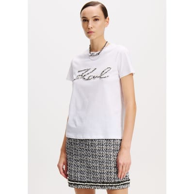 Karl Lagerfeld Boucle Karl Signature T-shirt White Taglia: S | Maglie Sportivi Outlet | Donna | Bianco