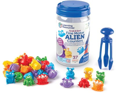 Learning Resources Grab & Sort Fine Motor Alien Counters - 3+