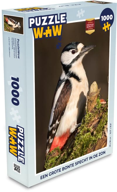 Puzzel Een grote bonte specht in de zon - Legpuzzel - Puzzel 1000 stukjes volwassenen