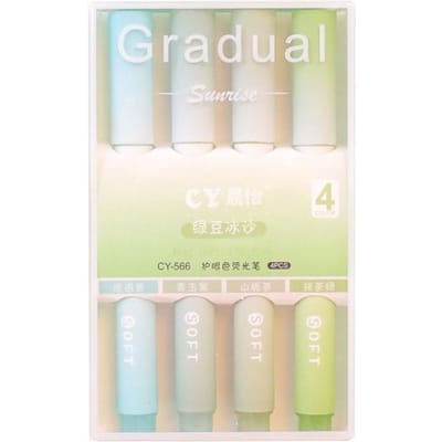 4 stuks/doos markeerstift kawaii markers multifunctionele kleur graffiti schilderen liner pen studenten schoolbenodigdheden kantoorbenodigdheden groen