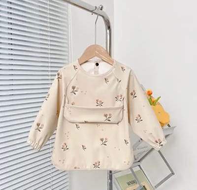 Akyol - kliederschort - slabbetje met mouwen - zomer slab - bloemen - Baby peuter slabber - wasbaar - herbruikbare slabber - eten zonder te smeren - slabbetje met bloemetjes - slabber voor kleine kinderen