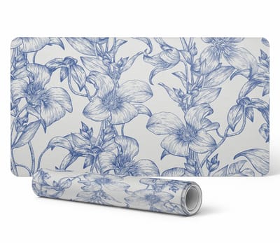Gaming muis- en toetsenbordmat met bloemen- en klimplantpatroon, 90x45 cm