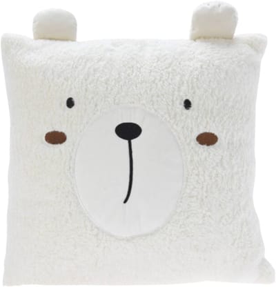 Excellent Houseware Dieren sierkussen - beer - kinderkamer - wit - 43 cm - polyester - cadeau - met oren