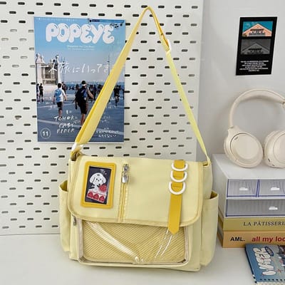Grote Capaciteit Eenvoudige Vrouwelijke Japanse Leuke Postman Tas Transparante Modderbalk Pijn Tas Student Dopamine Crossbody Tas gray