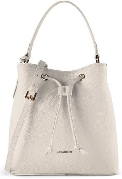 Lazarotti Leren Schoudertas Bologna Leather Bucket Bag Cream White Crème