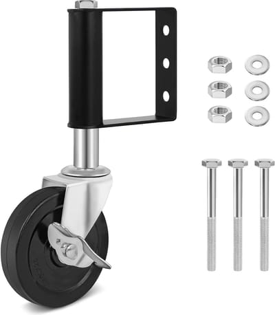 Poortwiel - 4 Inch Rubber Zwenkwiel - 360 Graden - Veerbelast - Zwart