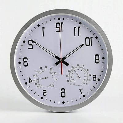 Wandklok Tuin - Buitenklok Waterdicht - Tijd Buiten Zien - Met Hygrometer Thermometer - 35 cm Diameter - Zwart