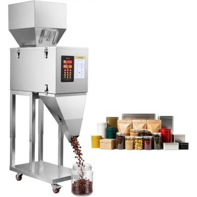 VEVOR Poederdoseermachine, Deeltjesdispenser, Automatische Weeg- en Vulmachine 20-3000 g, Intelligent Wegen & Vullen, Roestvrijstalen Constructie, Met Voetpedaal, Ideaal voor Noten, Zaden, Thee, Koffiebonen, Granen, Meel