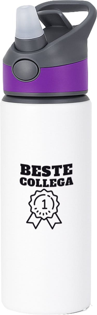 Hacebo® - Beste collega waterfles met rietje paars - Beste collega - teamgenoot - cadeau - water fles - 650ML