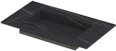 INK Post Wastafel Keramische Slab Envelop Bak Zonder Kraangat - 800x450x10 mm - Lauren Black Mat