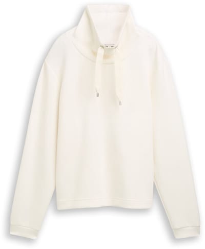 Tom Tailor - Scuba-sweatshirt met opstaande kraag - Maat XL - Whisper White
