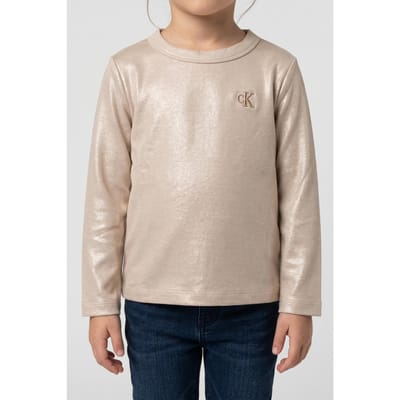 Calvin Klein Girls Glitter Coated Ls Tee Frosted Almond Taglia: 14 | Outlet | kids | Marrone