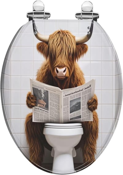 Toiletbril - Zitting Deksel - Badkamer Decoratie - Zacht Sluitend Mechanisme - 47 x 37 cm - Hoogland Koeien