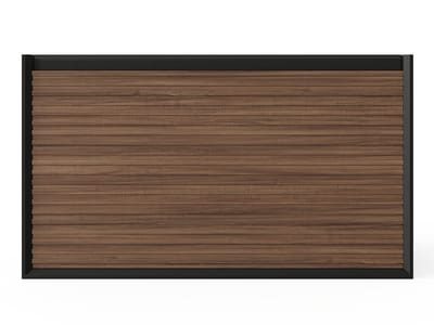 Vente-unique Zwevend geribbeld meubel onder wastafel - Donker naturel en zwart - 80 cm - BANIVA