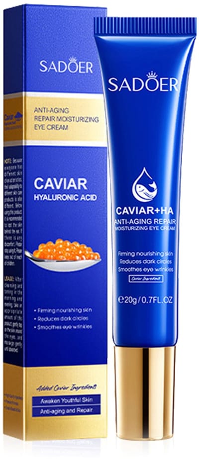 SADOER | Oogcrème | Caviaar , hyaluronzuur ,Collageen & Niacinamide |Tegen Wallen & Donkere kringen - Eye Cream - Oogcrème met Retinol | Oogcrème, Oogcontour | Maskeren & Verwijderd Zwarte wallen onder de ogen | Hydraterend & Versterkt de huid
