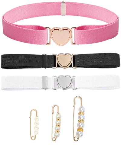 Dailygoods- Hartenriem 3 stuks - Verstelbare Riem - Elastische Riem - Hartvormige Gesp - Zacht en Comfortabel - Duurzaam Materiaal