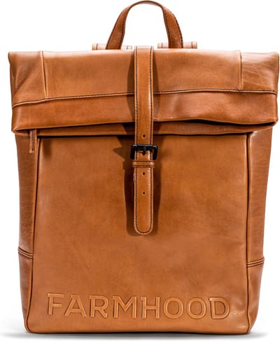 Farmhood Leren Rugzak met laptopvak Memphis Backpack Cognac Lichtbruin