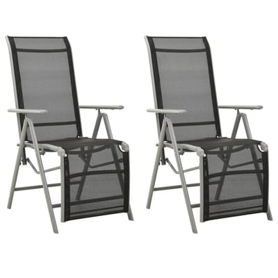 vidaXL - Tuinstoelen - 2 - st - verstelbaar - textileen - aluminium - zilverkleurig