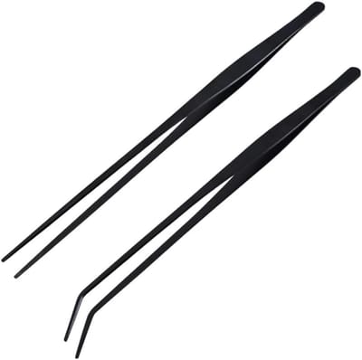 Pincet Set - Lange Tang - Aquarium Onderhoud - Roestvrij Staal - 27 cm - Zwart