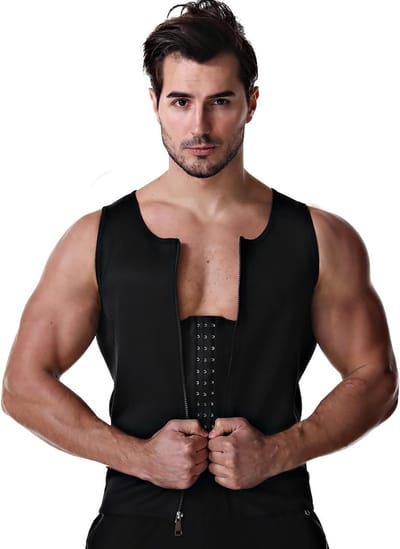 Slimme Heren Waistcoat met 3 Rijen, Haak en Rits voor Buikcontrole en Stijlvolle Look