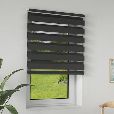 Dubbel rolgordijn Klemmfix klemrolgordijn raamgordijn zijtrekrolgordijn UV-bescherming privacybescherming - Zwart - B60 x H120 cm