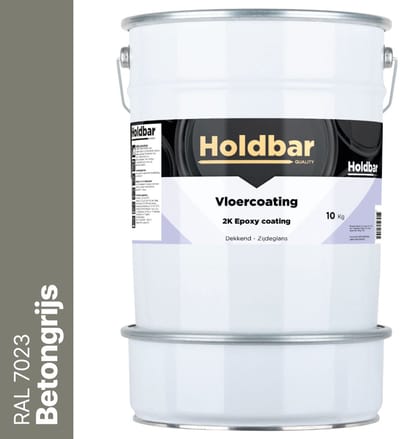 Holdbar Vloercoating Betongrijs (RAL 7023) 10 kg - Vloerverf - Alle kleuren - Voor Binnen en Buiten - Slijtvast - UV-bestendig - Gemakkelijk te reinigen - 2 Componenten Verf