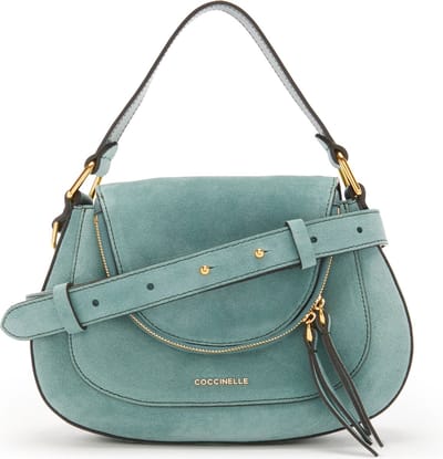 COCCINELLE Leren Schoudertas Handtas Coccinelle Sole Suede Handbag Kale Green Groen